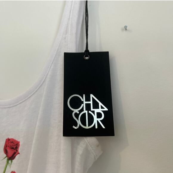 NWT Chaser Rosebud Tank Top – Rose Graphic w/ Front Tie – White, Women’s Medium - Picture 5 of 10